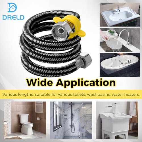 DRELD 1 Stück Flex Schlauch Armatur, Edelstahl Anschlussschlauch G1/2 x G1/2, Panzerschlauch Wasserhahn, Dusche Umflechtung Flexschlauch für Wasserhahn Mischbatterie (150CM)
