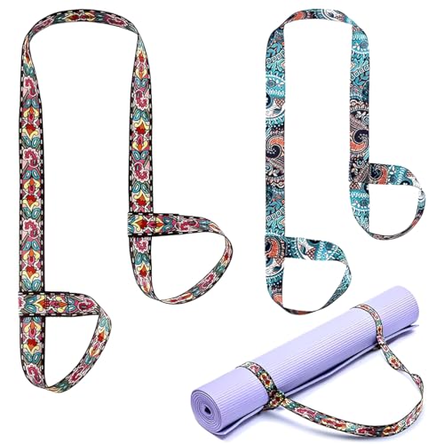 GXGM 2 Pieza Correa Para Esterilla De Yoga, Ajustable, Correa De Transporte Para Yoga Para Pilates,Yoga,Aeróbica,Ejercicios,Colchoneta Fitness Para Exteriores y Deporte