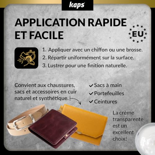 Kaps Crème Délicate – Crème De Cirage Cuir Naturel Et Synthé – Soin Chaussures Professionnel – Soin Intensif Du Cuir Et Nourrissant– Pot Verre 50ml – Plusieurs Couleurs (111 - Bordeaux) – vue 6