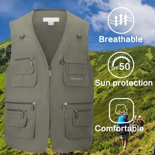 Riutiru Men's Versatile Outdoor Travel Sports Vest, Multiple Pockets For Work Fishing, Hunting, And Tactical Missions (As1, Alpha, M, Regular, Regular, Green-Thickened#4) #TOP1