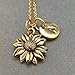 Sunflower necklace, sunflower charm, flower necklace, personalized necklace, initial necklace, initial charm, monogram