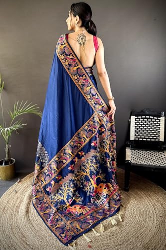 Image of SGF11 Women's Kanjivaram Pure Soft Silk Saree With Unstitched Blouse Piece