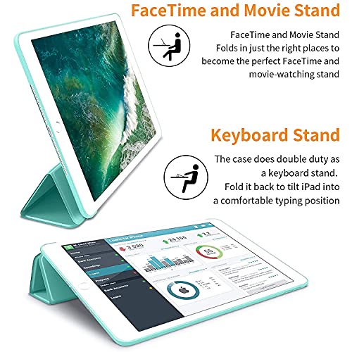 Image of DuraSafe Cases for iPad 9.7 Inch 5 /6 [iPad 5th 6th Gen ] A1893 A1954 A1822 A1823 MRJN2HN /A MR7G2HN /A MR7F2HN /A MP2F2HN /A Smart Trifold Lightweight Soft Silicone TPU Back Case - Green
