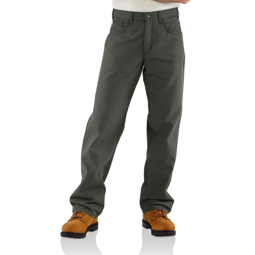 Carhartt Men's FRB159 Flame-Resistant Midweight Canvas Loose-Original Fit Pant - 34W x 36L - Moss
