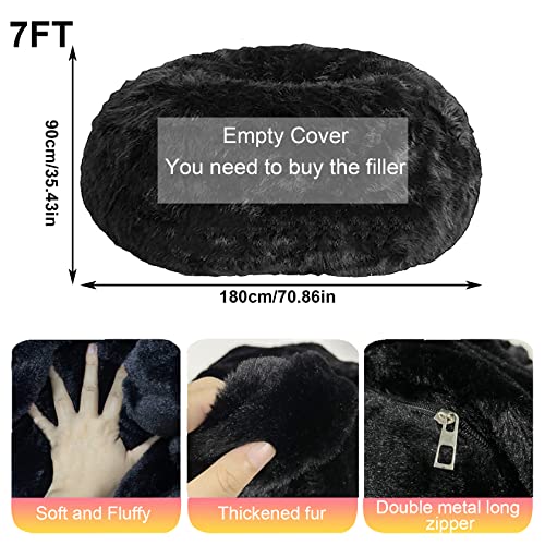 Bean Bag Chairs For Adults, Giant Bean Bag Chair Cover Comfy Fluffy Big Bean Bag Beds (No Filler, Cover Only) Oversized Soft Moon Pods Beanbag Couch Sofa Sack 7Ft Brown #TOP4