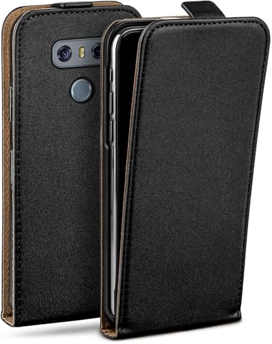 moex Flip Hülle für LG G6 Hülle klappbar mit 360 Grad Schutz, Handyhülle mit Bildschirmschutz, PU Leder Handytasche Lederhülle, Flip Hülle Cover Klapphülle, Schwarz