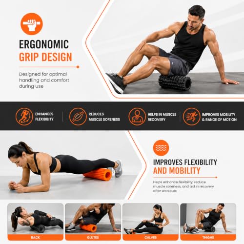 Image of Samson 3-in-1 Ribbed Foam Roller for Muscle Recovery, Yoga, Physiotherapy and Back Massage with Multi-Density Support
