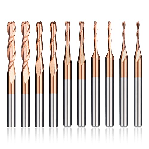10pcs TiCN Coated Flat Nose CNC Router Bits, 1/8