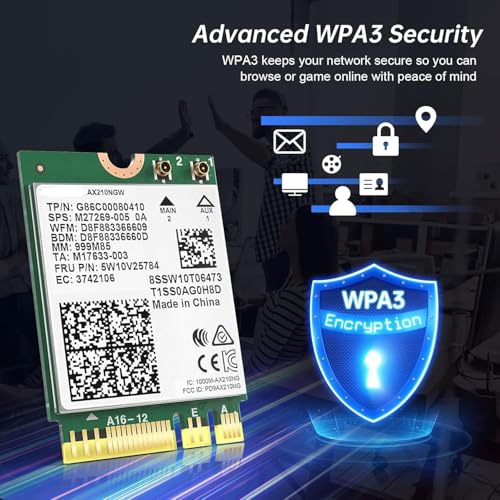 Image of AX 210 NGW Wireless Adapter Card for Desktop,Laptop | Bluetooth 5.3 Tri Band 5400Mbps Supports Windows 10 /11 (64bit) M.2 / NGFF
