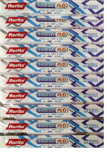 Image of Fantaflo 10 Blue Ball Pens+10 Refills Blue Ink Pack of 20 | 1mm Tip | Waterproof Ink | Fanta flo Dotted Grip for Comfortable Writing | Smooth Writing Ball Pens for Students and Home Office Use