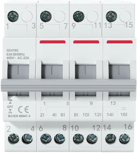 1P 2P 3P 4P 40A 63A Din Rail Modular MTS Dual Power Manual Transfer Switch AC Isolating Discounnecting Switch Circuit Breaker(1P,40A)