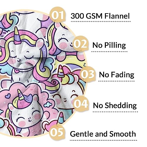 Unicorn Blanket Gifts - 40"x50" Cute Throw for Girls & Women - Pink Soft Fuzzy Blankets for Bed, Couch & Living Room