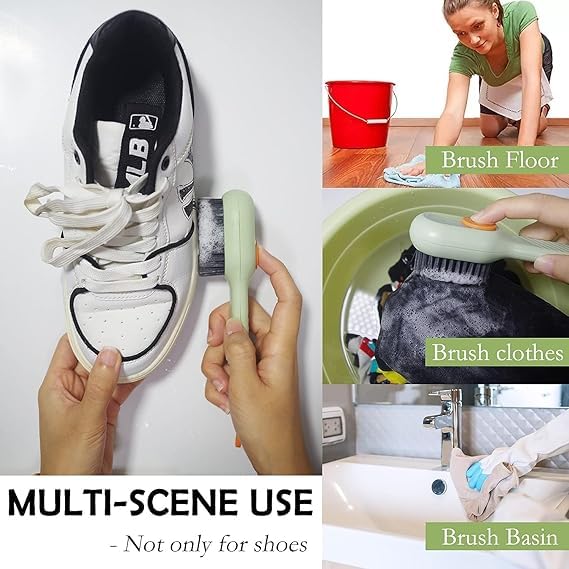 Image of Multi-Purpose Cleaning Brush with Soap Dispenser, Medium Soft Bristles, for Shoes, Clothes and Floor