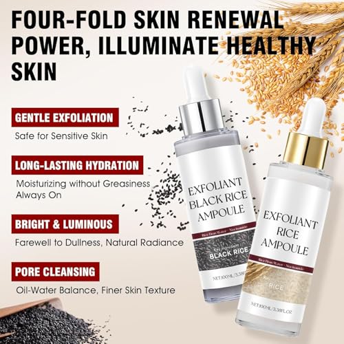 Peel Shot Glow Rice Ampoule Duo, Peeling Quimico Facial Exfoliante Rice Ampoule, Exfoliante de Aroz Coreano, Limpia los Poros, Mejora la Piel Áspera, Hidrata, Ilumina,2*100ml - imagen 4