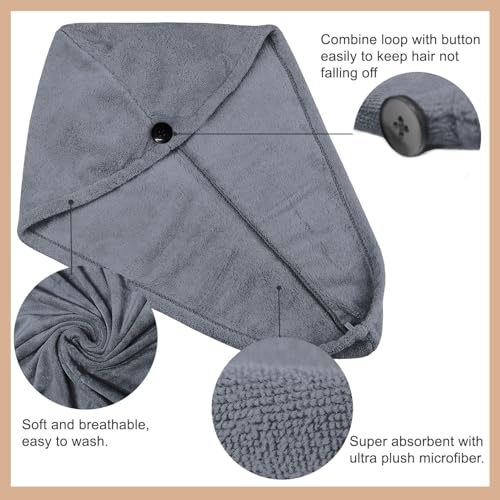 Image of Sassoon Venir Microfiber Hair Wrap Towel for Women (Stormdust Color, Free Size) with Smooth Texture Super Absorbent Quick Dry Hair Turban for Drying Hair