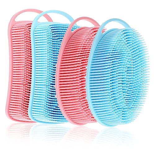 CALLARON 4 Piezas Masajeador de Silicona para Cuerpo y Cabello de Limpieza Doble Cara Suave para Ducha y Relajación