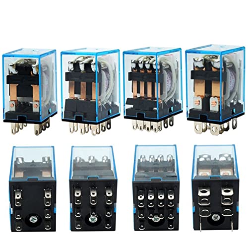 Relé intermedio electromagnético MY4NJ DPDT con base de enchufe LED AC 12V mini 2