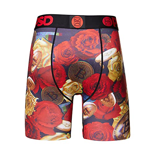 PSD Men's Bitcoin Roses Boxer Briefs, Multi, L4