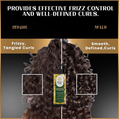 Image of Wildly Pure Natural Shampoo for Dry & Frizzy Hair | Vitamin E & Omega 3,6 & 9 | 66% decrease in Frizz in One wash | Sulphate, Paraben Free | Men & Women | 150mL (Free Spirit)