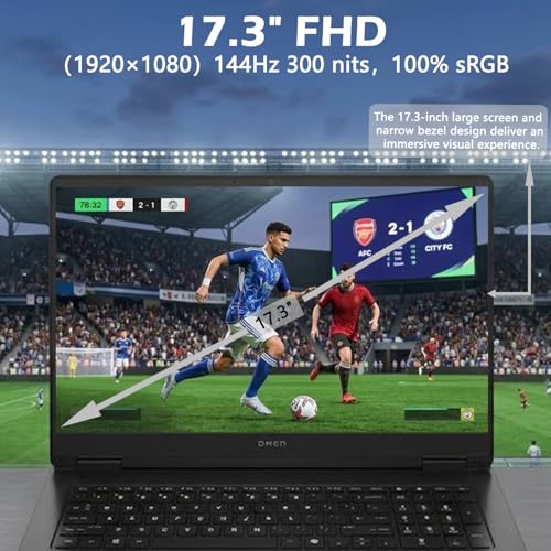 Image of HP OMEN 17.3 inch FHD 144Hz Display AI Gaming Laptop, AMD Ryzen AI 9 365, GeForce RTX 5060, 64GB DDR5+2TB SSD, Dual HyperX Speakers, RGB Numeric Keyboard, Win 11 Home, WiFi 6