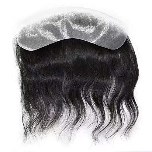 Miniatura 3 de Tupé de cabello humano virgen europeo para hombre, base de poliuretano, bucle en V, línea capilar natural, repuesto de cabello para hombre, 7.1x1.6