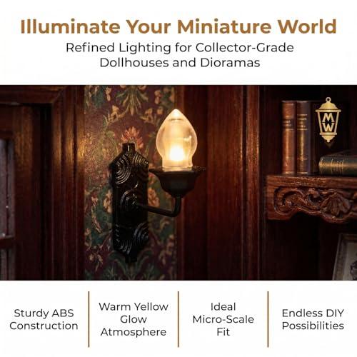 Image of Housoutil Dollhouse Miniature Wall Sconces, 5PCS Dollhouse LED Wall Lamp, ABS Mini Decor Lamp,Black Decor Outdoor Lights Sand Table Lighting Toy for DIY Living Room Mini Toy Models