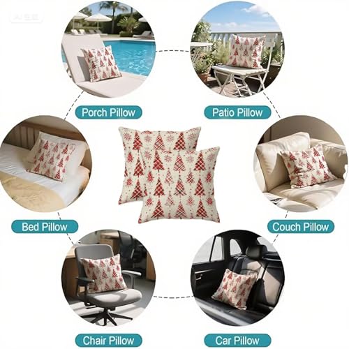 Housse coussin 70x70cm Noël en lin imperméable avec zip invisible - 7