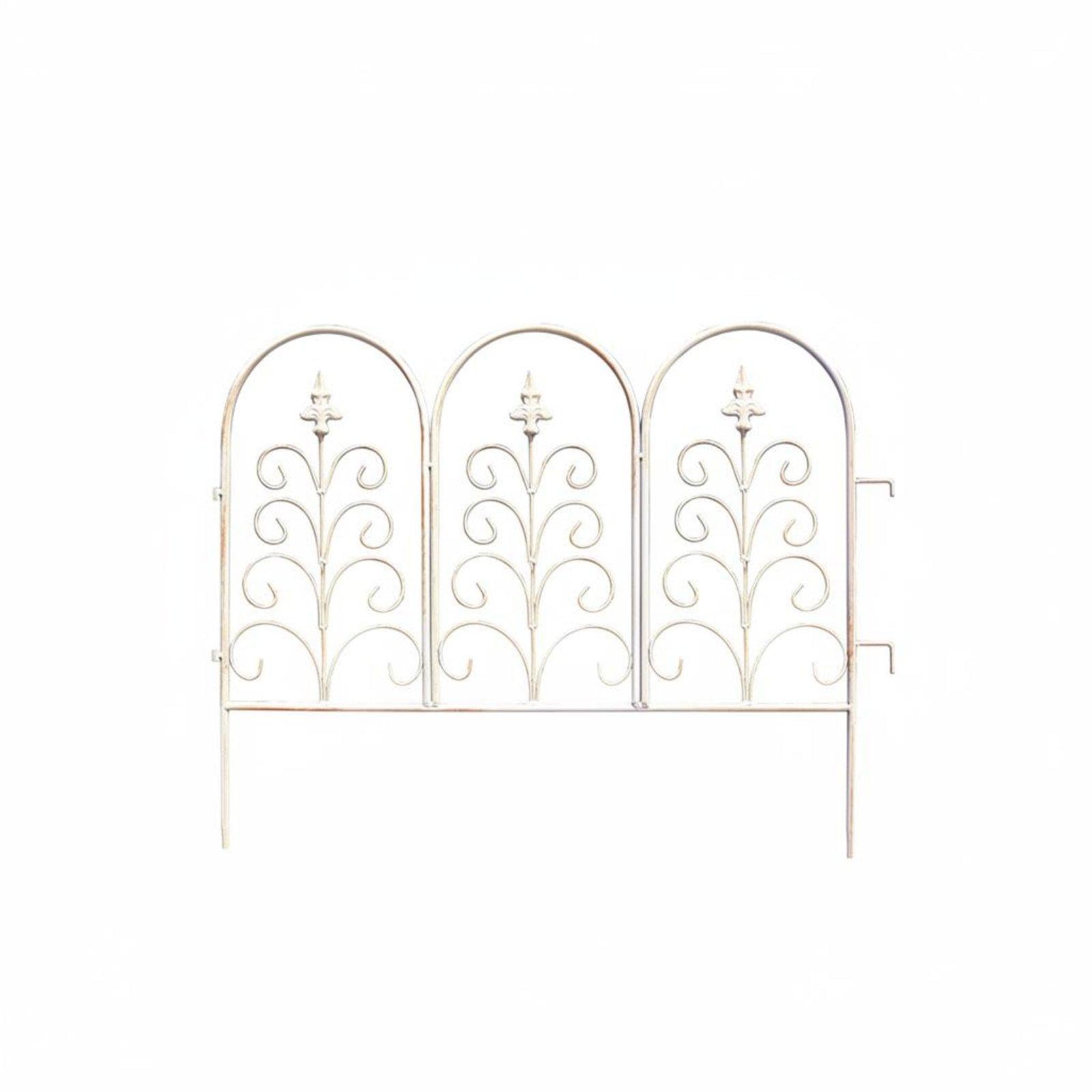 Decorative Metal Fence Panel Climbing Plant Support Wrought Iron Style Garden Border Ornamental Lawn Fence for Yard, Flower Bed, Patio White Style a-image-4
