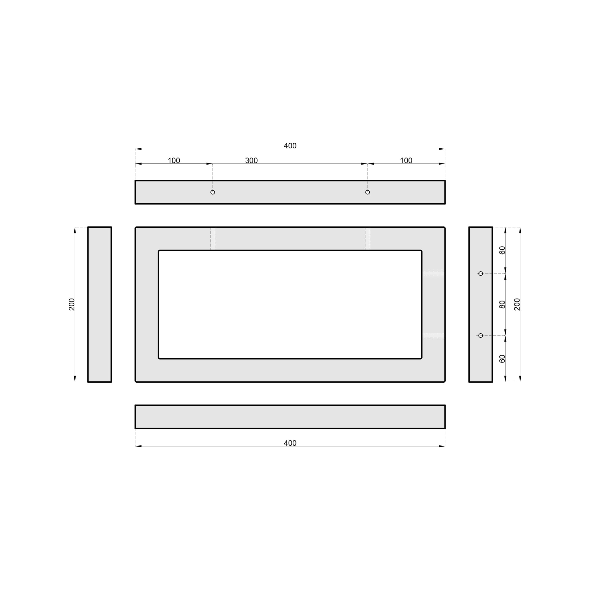 2x sossai® Stahl Waschtischkonsole 40 cm, schwarzmatt für Waschbecken Waschtisch