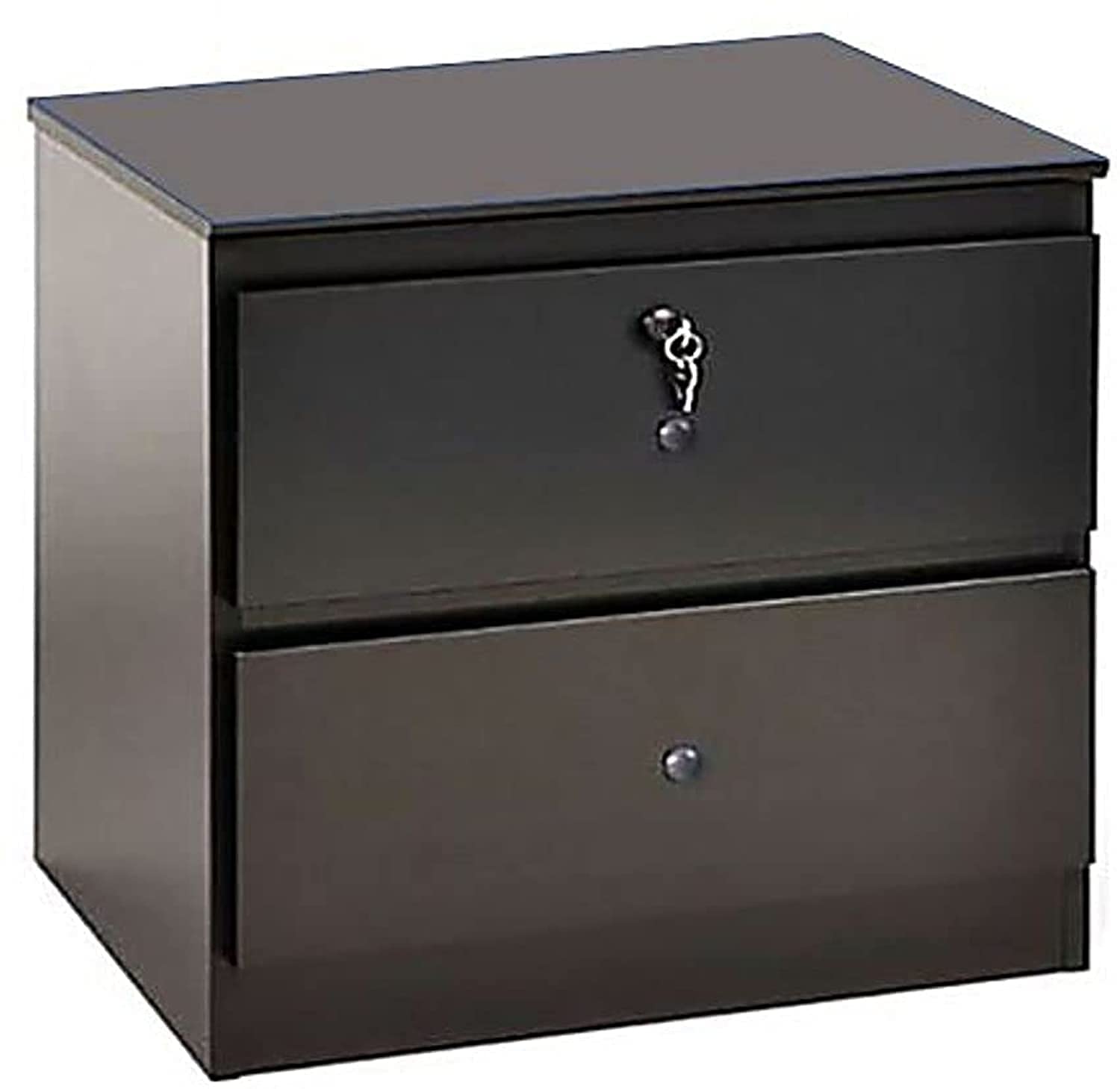 A AWF AL WADI FURNITURE SINCE 1991 Bedside Table, Night Stand Table with Lockable Key Drawer,Easy Assembly Wenge Brown 40 x 40 x 45 cm, SideTable