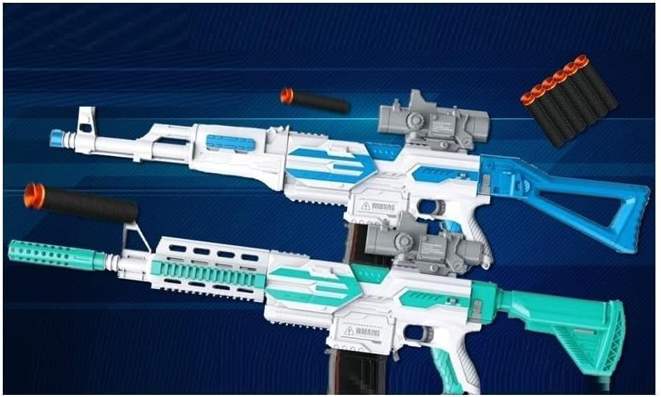 Ak47 Electric Burst Gun Toy Automatic Assault Rifle M416 Model with See Through Scope, Motorized Storm Shooting Carbine Foam Blaster Gun Machine Gun, Multi