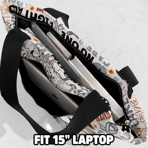 Image of 84hoods Large Waterproof Tote Bag with Pockets and Zipper for Work. Aesthetic Grey Ribbon Support Awareness Gift for Women.