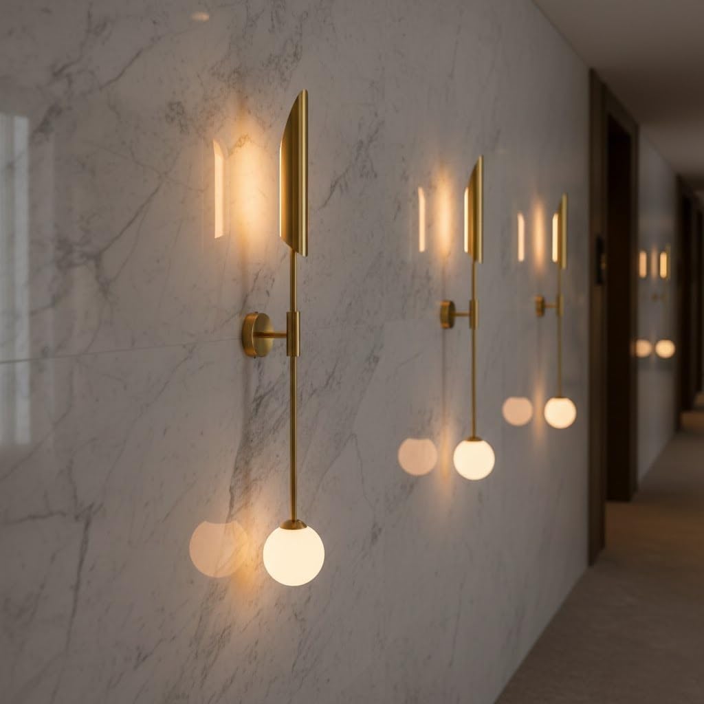 Wall Light, Gold Long Stem Wall Sconce, Minimalist Bedside Wall Lamp for Bedroom, Living Room, TV Wall, Hallway, Entryway, Nordic Fixture, Apartment Loft, Hotel, Corridor Parlor