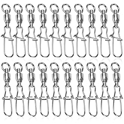 Accesorios De Pesca Baratos PLABBDPL 20 Piezas Barril de Pesca Giratorio, Conectadores Emerillones, Barril Giratorios de Pesca Chasquido Conectadores Emerillones, Anillos de Pesca de Barril giratorios con Cierres de Seguridad