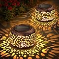 Solar Lanterns Outdoor Waterproof: 2 Pack Hollowed-Out Retro Metal Lantern Lights - Solar Lantern Decorative - Gifts for Women Mother's Day, Outside Garden Yard Patio & Indoor Tabletop Decor