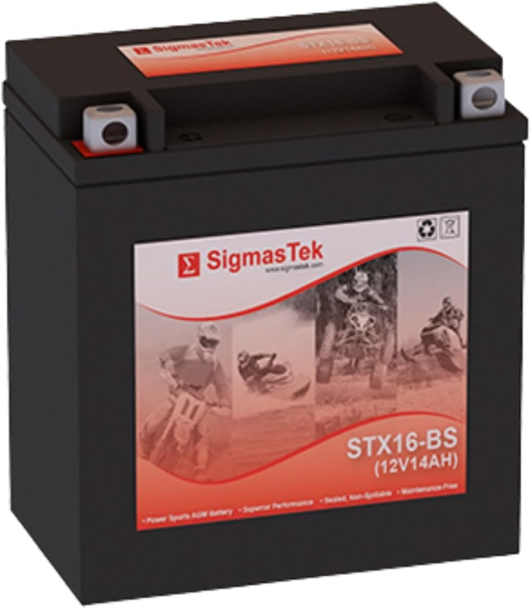 Extreme XTAX16-BS Compatible SLA Motorcycle Battery by SigmasTek, STX16-BS 220CCA
