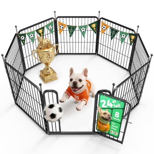 FXW Rollick Unleashed Dog Playpen for Indoor Yard RV Camping 24 inch 8 Panels for Small and Puppy Dogs BlackPatented