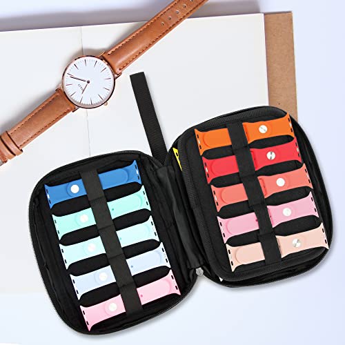 Image of PACMAXI 20 Watch Bands Storage Carrying Case Compatible with Watches,Expandable Watch Band Holder Stores 20 Watch Bands Fit for Most Sizes of Watch Straps,Organizer for Watch Bands, Bag Only (Blue)