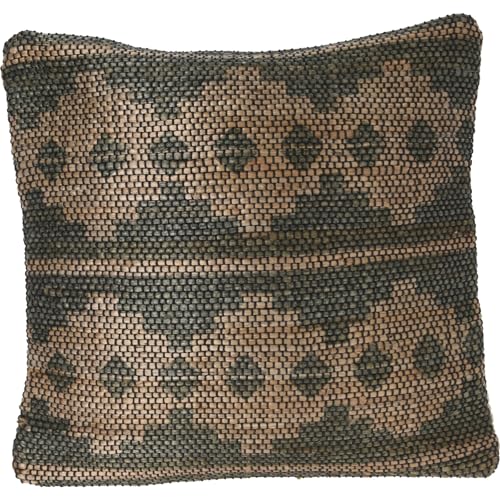 Coussin en jute de coton vert 45x45 cm pour decoration naturelle
