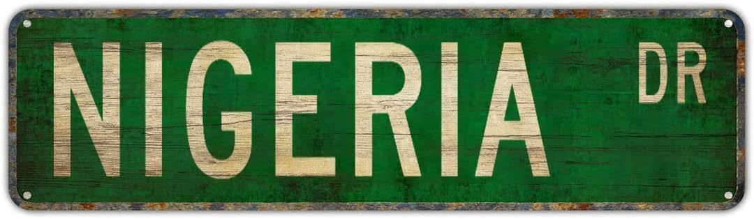Bdeyfg Colour3 Nigeria Dr Street Sign Vintage Metal Tin Sign Bar Cafe Garage Cave Home Room Farmhouse Garden Patio Wall Decor 4X16 Inch