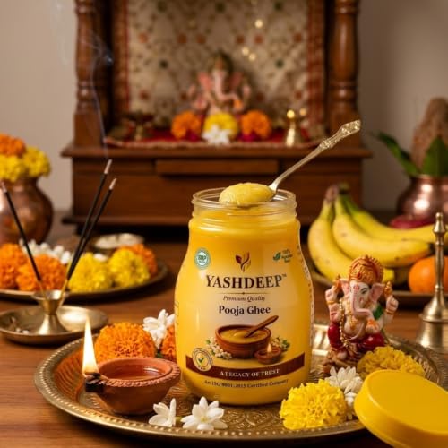 Image of Premium Quality Pooja Ghee 1000 ML | 100% Vegetable Base Religious Ghee for Diya Lighting, Aarti, Havan & Puja Rituals | Long Burning Traditional Worship Ghee for Home, Temple & Festival Ceremonies