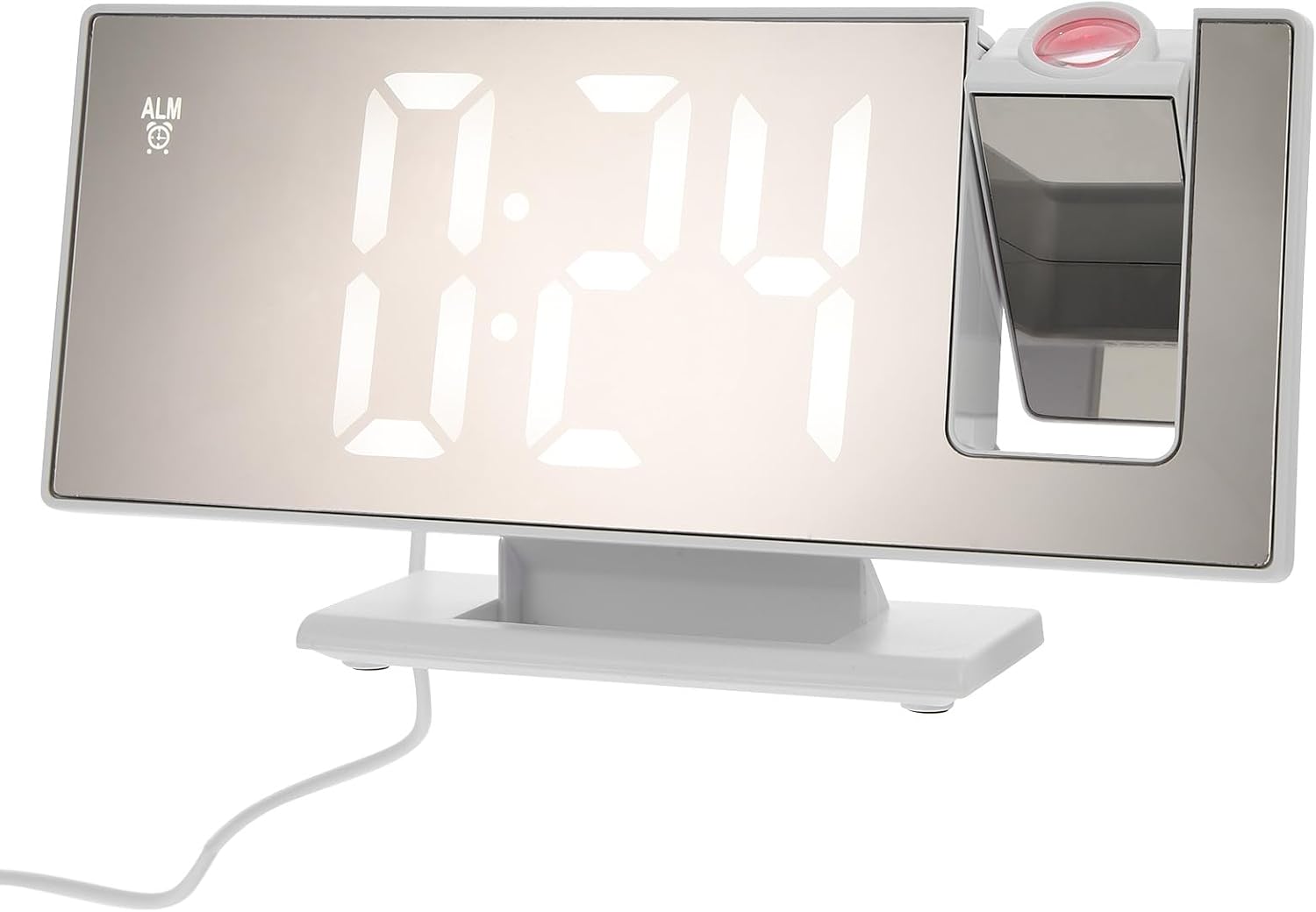 SHINEOFI Digital Alarm Clock with Projection Large Screen Display Silent Snooze Function USB-Powered Bedroom Clock for Home and Office Use