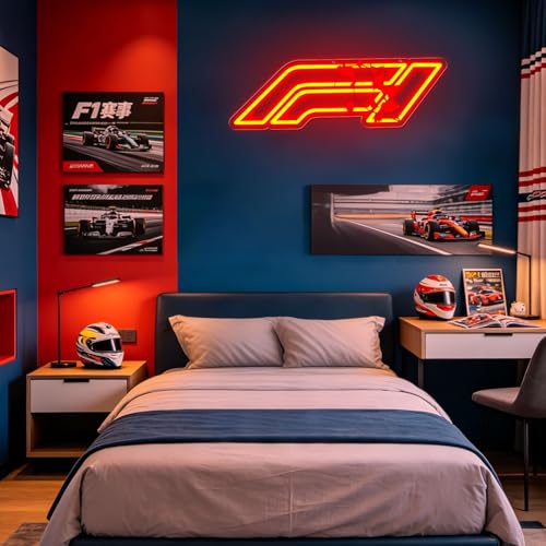 Image of Large Racing Neon LED Sign for Man Cave, Bar, Garage, Wall Decor, Sports Theme, 7.3 x 23.6 Inch