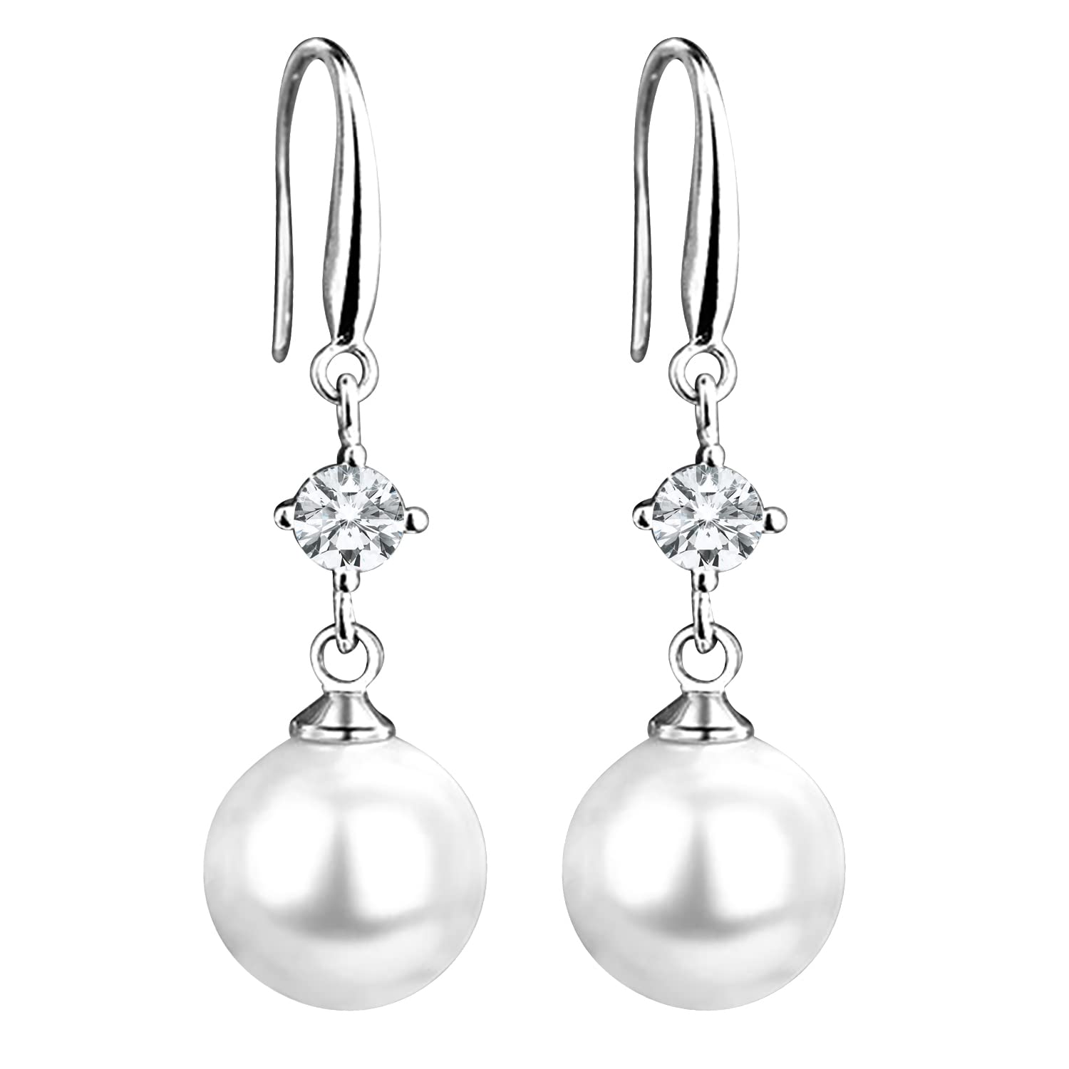 Peora Pearl & Crystal Studded Silver Plated Dangle Earrings Fashion Wear Stylish Jewellery Gift for Girls & Women (PX8E86W) - Valentines Gift for Her (B0BVF1NDVB) Amazon Price History, Amazon Price Tracker