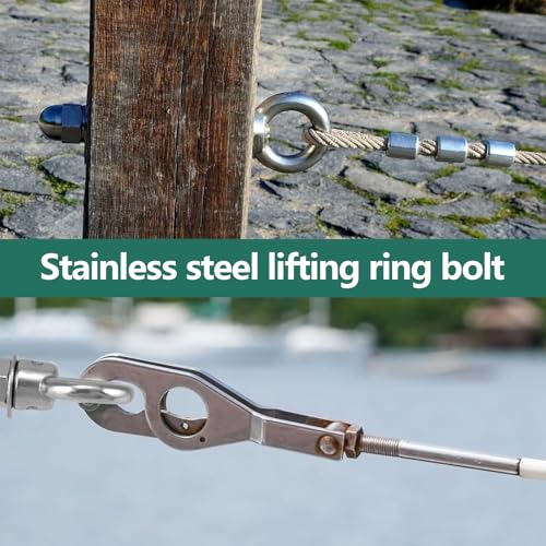 Augenschraube, Ösenschraube Ringschrauben lang M10 x 120mm, Schraubösen Augbolzen Schraubösen Edelstahl für Befestigens und Aufhängung (2 Stück)