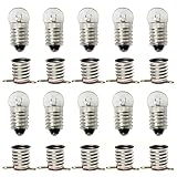 SQXBK Mini Light Bulb Kit 10PCS E10 1.5V/0.3A Miniature Screw Base Light Bulbs and 10PCS E10 Golden Light Socket Bulbs Lamps Base Holders for Home Experiment Circuit Electrical Test Accessories