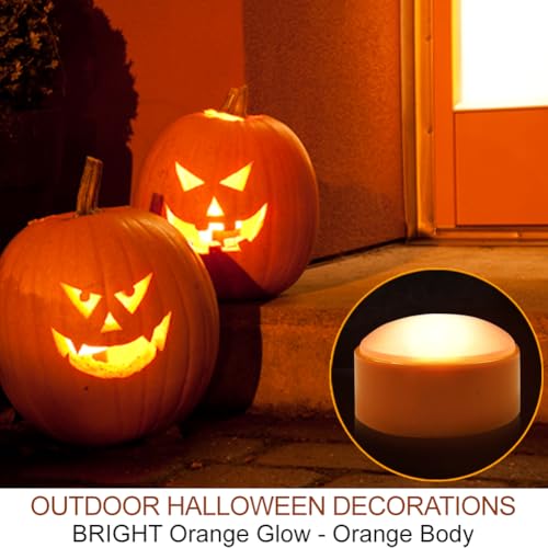 Image of 6-Pack Halloween Pumpkin Lights with 2 Remotes & Timer - Orange Pumpkin Lights LED Battery Operated Halloween Decor - Jack-O-Lantern Outdoor Decorations
