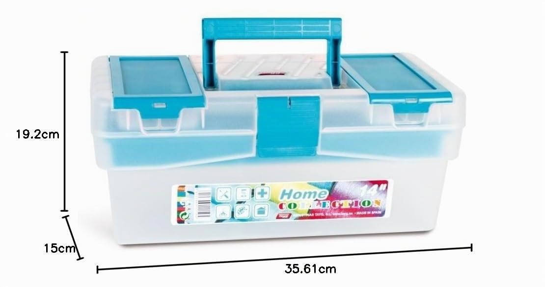 Tayg Home Collection Aufbewahrungsbox – 14 Zoll, Blau, Mit Tablett, Tragegriff, Aus Polypropylen