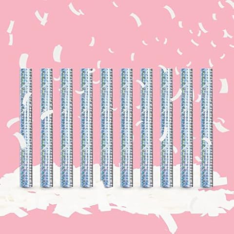 HAPYFMSHI 10 Pieces White Confetti Sticks, Compostable Tissue Paper, Shoot Poppers, Handheld Flick Sticks for Indoor/Outdoor Weddings, Birthdays, Celebrations, Events, Party Supplies (7.8in) Cover