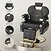 OmySalon All Purpose Hydraulic Barber Chair Recline 360 Degree Swivel Height Adjustable Heavy Duty Hairdresser Chair Beauty Salon Spa Tattoo Styling Barbershop Equipment Gold & Black